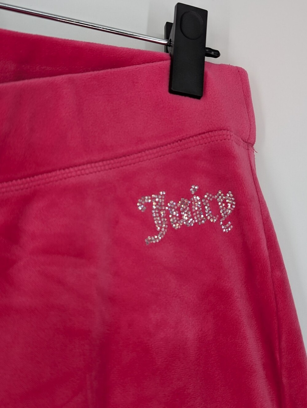Juicy Couture Bling Velour Track Pants Hot Pink Rhinestone Bootcut Medium SOFT - Picture 4 of 7